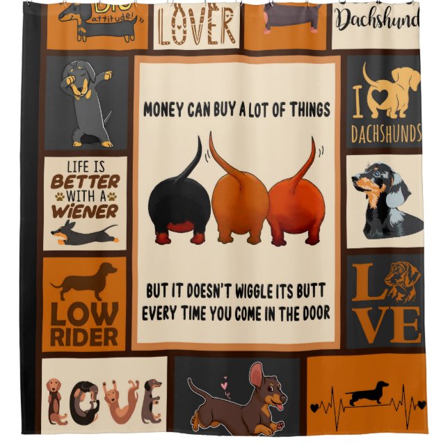 Rideaux De Douche Dachshund L'Argent Peut Acheter Beaucoup De Choses (Devant)
