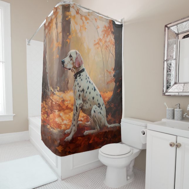Rideaux De Douche Dalmatien en automne Feuilles automne Inspirer (En situation)