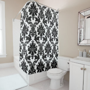 Rideaux De Douche Damassé blanche et noire élégante