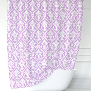 Rideaux De Douche Damassé violet et blanc