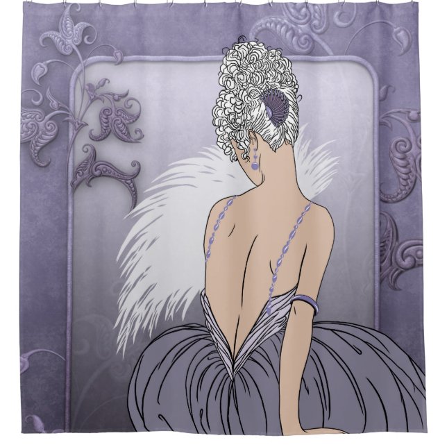 Rideaux De Douche Dame Art déco - BIANCA : Mauve et plus (Devant)