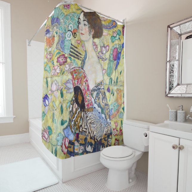 Rideaux De Douche Dame avec un ventilateur, Gustav Klimt (En situation)