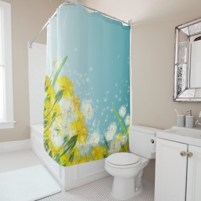 Rideaux De Douche Dandelions Ombré CHANGE COULEUR ARRIÈRE - PLAN (En situation)