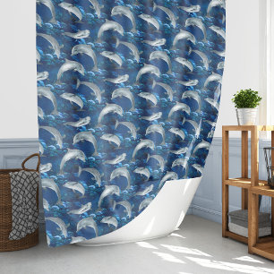 Rideaux De Douche Dauphins sous-marins et natation de poissons