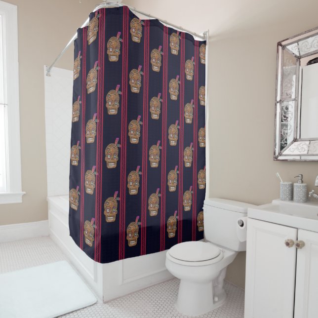 Rideaux De Douche Day of the Dead Sugar Skull (Cedar) (En situation)