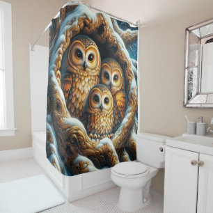 Rideaux de douche de hiboux des neiges