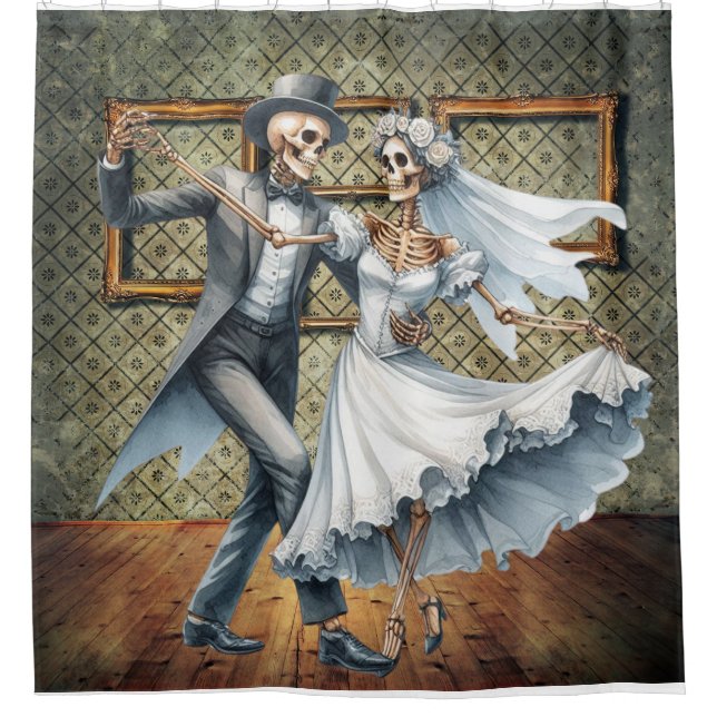 Rideaux de douche de mariage de danse de squelette (Devant)