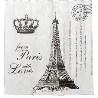 Rideaux De Douche De Paris avec le décor noir et blanc de voyage