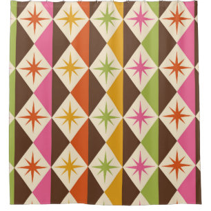 Rideaux De Douche Début du milieu du siècle sur les diamants arlequi