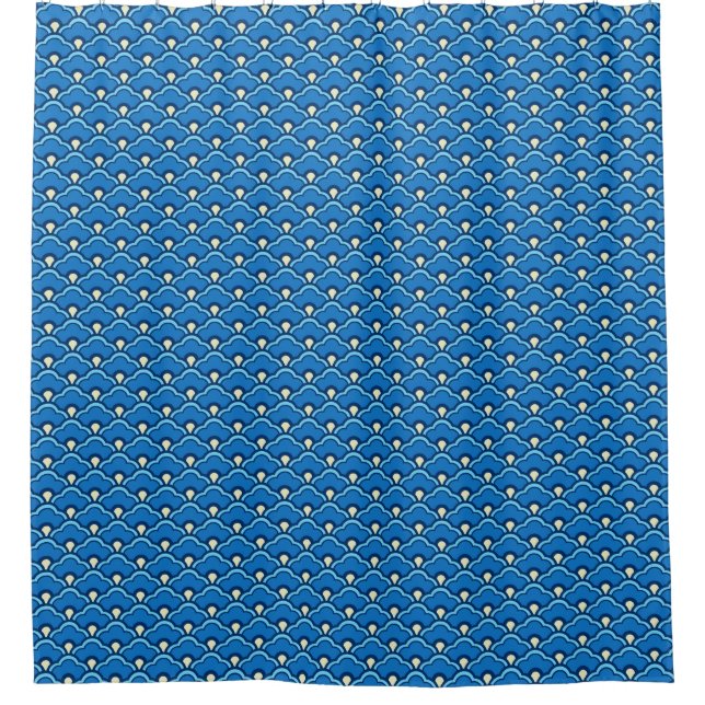Rideaux De Douche Déco pétoncles chinois, bleu océan et Indigo (Devant)