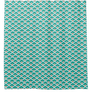 Rideaux De Douche Déco Pétoncles chinois, Turquoise, Aqua et Coral
