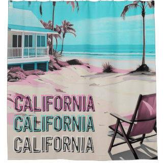Rideaux De Douche Décor de la plage de Los Angeles Californie