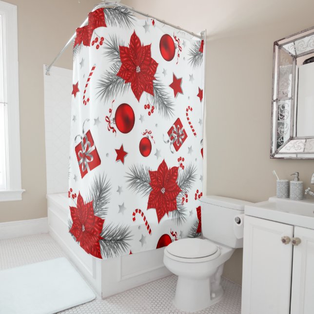 Rideaux De Douche Décor de Noël motif (En situation)