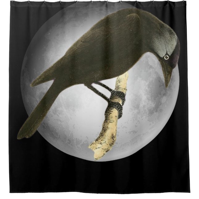 Rideaux De Douche Décor Halloween Le Corbeau Lune (Devant)
