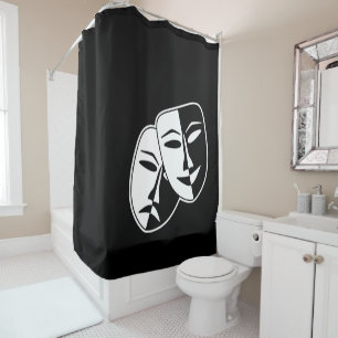 Rideaux De Douche Décor noir et blanc de Bath de drame de théâtre