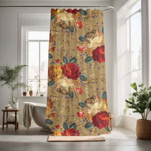 Rideaux De Douche Décoratif de fleurs de rose rouge