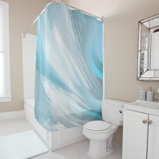Rideaux De Douche décoration moderne et moche bleue (En situation)