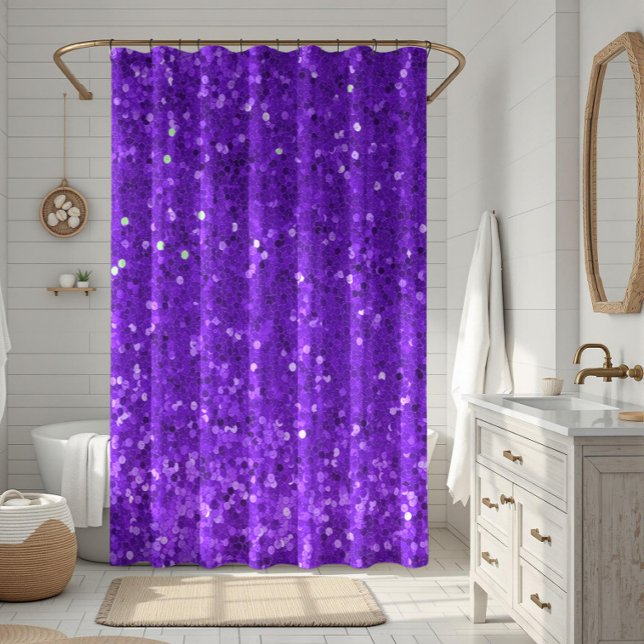 Rideaux De Douche Deep Purple Glam Faux Glitter Pattern (Créateur téléchargé)