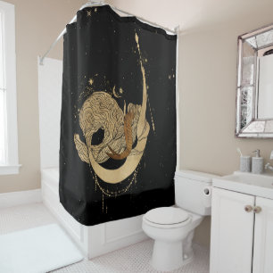 Rideaux De Douche Déesse du Zodiaque   Astrologie de Capricorne d'or
