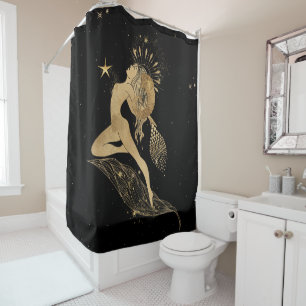 Rideaux De Douche Déesse du Zodiaque   Astrologie des baies d'or cos