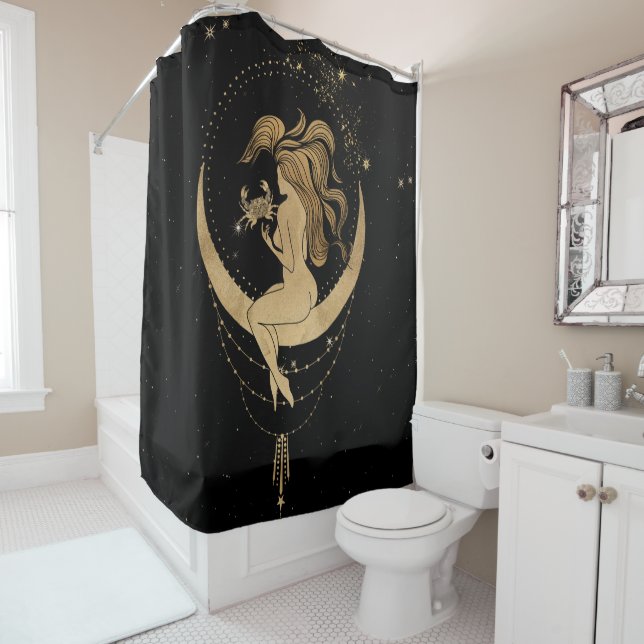 Rideaux De Douche Déesse du Zodiaque | Astrologie du cancer de l'or  (En situation)