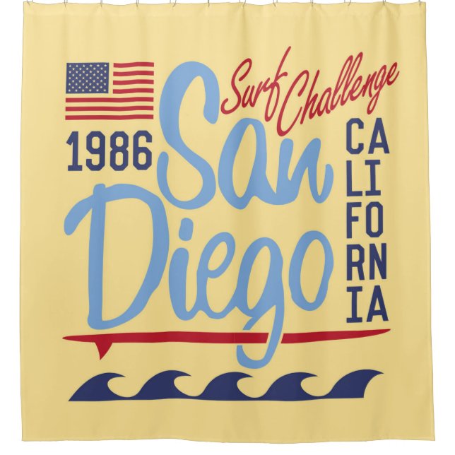 Rideaux De Douche Défi 1986 de surf de San Diego (Devant)