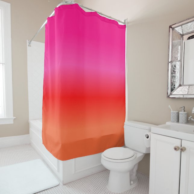 Rideaux De Douche Dégradé rose, rouge et orange (En situation)