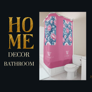Rideaux De Douche délecter bleu & rose Elegant Chinoiserie