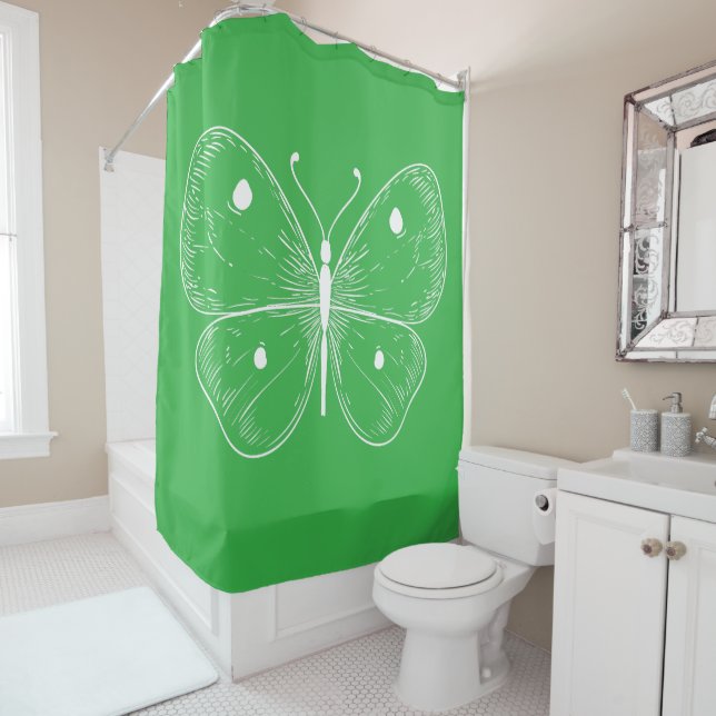 Rideaux De Douche Delicate Sketch Butterfly (En situation)