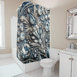 Rideaux De Douche Denim & Diamonds Gemstone Bling Jean 