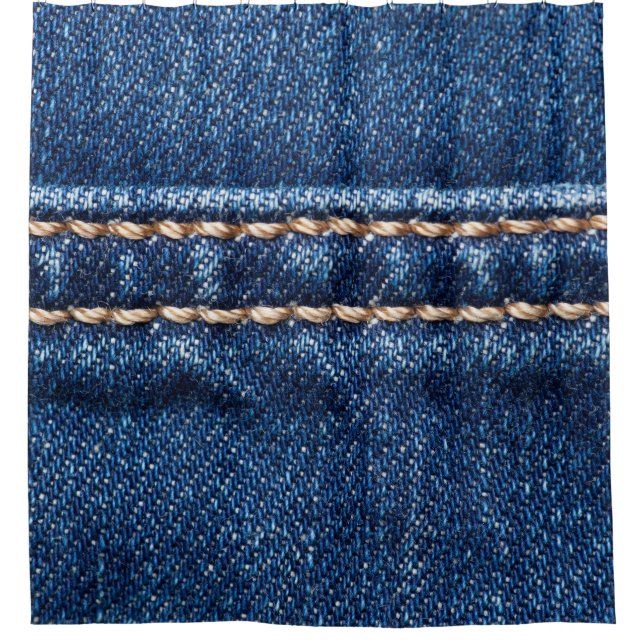 Rideaux De Douche Dénim piqué : texture du jean closeup. (Devant)