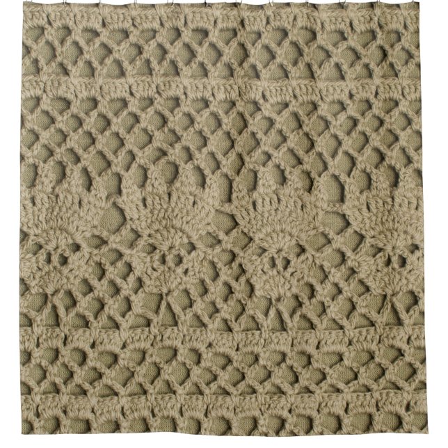 Rideaux De Douche Dentelle artisanale vert olive sur arrière - plan  (Devant)