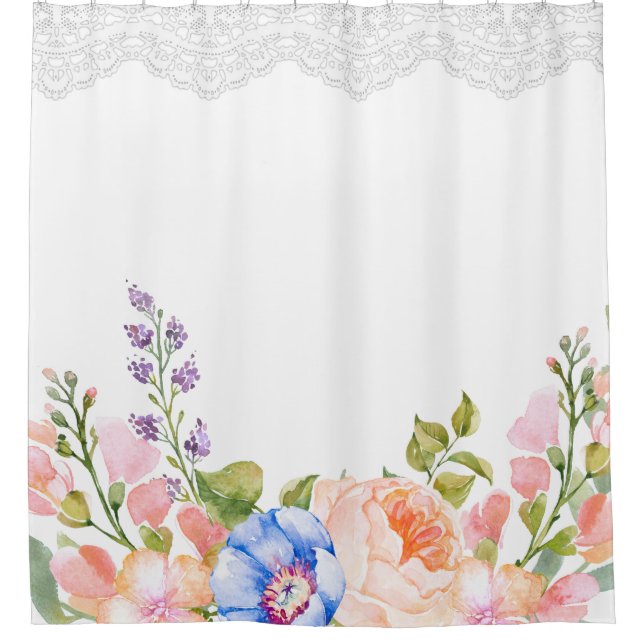 Rideaux De Douche Dentelle florale de pivoine chic minable de (Devant)