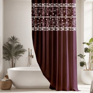 Rideaux De Douche Dentelle florale de prune élégante