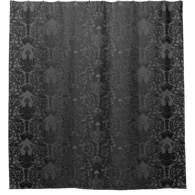 Rideaux De Douche Dentelle noire élégante de damassé (Devant)