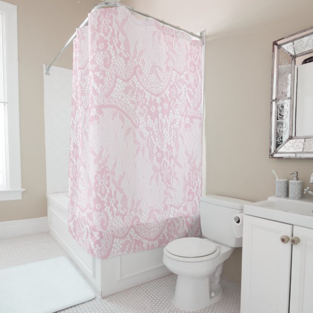 Rideaux De Douche Dentelle rose Motif Floral Plutôt (En situation)