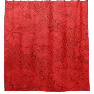 Rideaux De Douche Dentelle rouge élégante, texture transparente