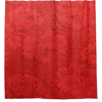 Rideaux De Douche Dentelle rouge élégante, texture transparente