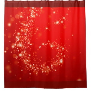 Rideaux De Douche Des lumières scintillantes tourbillonnent rouge +