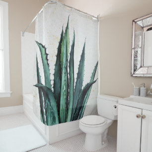 Rideaux De Douche Désert succulent vintage de cactus d'aloès d'agave