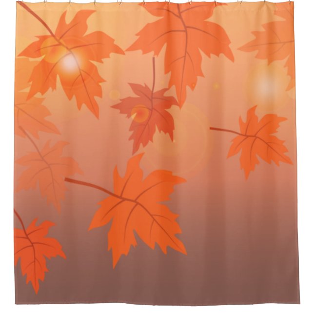 Rideaux De Douche Design d'automne avec feuilles d'érable et effet b (Devant)