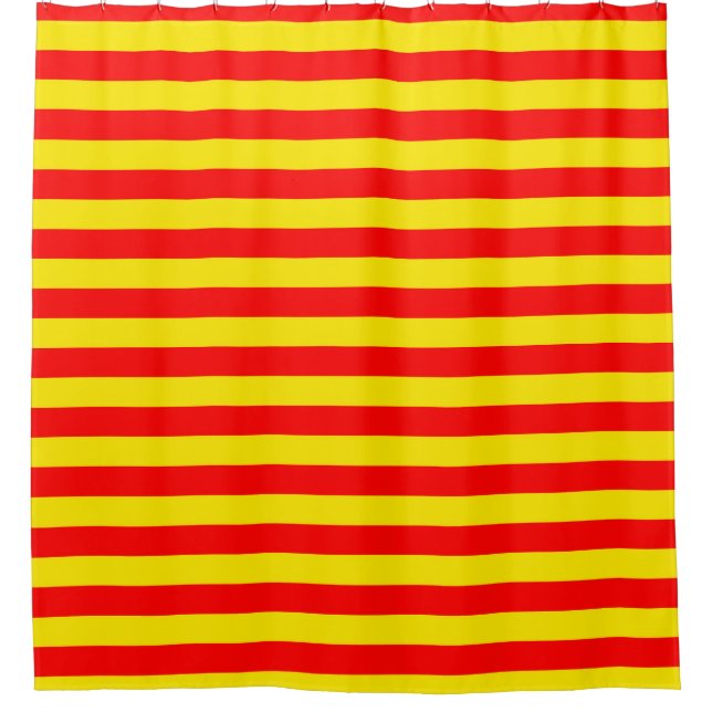Rideaux De Douche Design de bandes rouge et jaune (Devant)