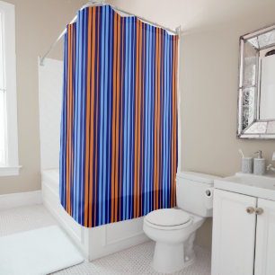 Rideaux De Douche Design de bandes verticales orange cyan marine