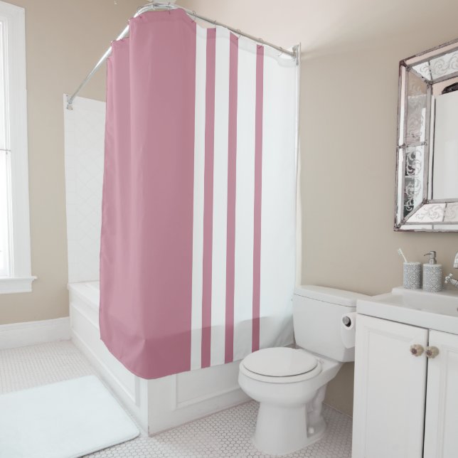 Rideaux De Douche Design élégant, motif moderne, bandes verticales (En situation)