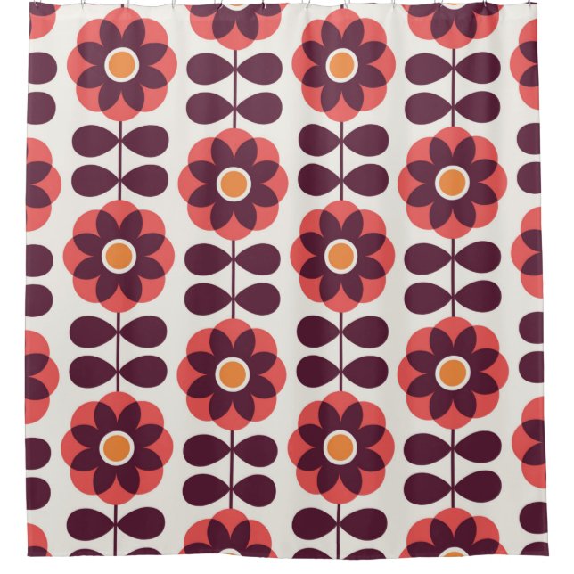 Rideaux De Douche Design motif floral transparent. Style scandinave (Devant)
