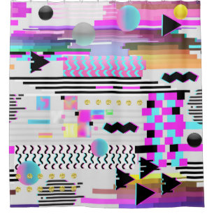 Rideaux De Douche Design Motif sans soudure. Cyberpunk numérique 