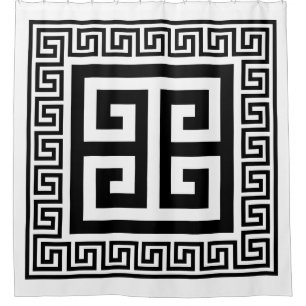 Rideaux De Douche Design noir Motif grec