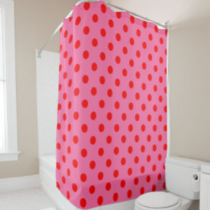 Rideaux De Douche Design Pois rouge sur rose