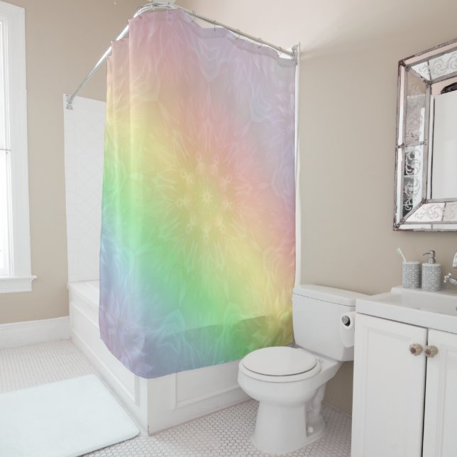 Rideaux De Douche Design Rainbow Pastel Mandala (En situation)