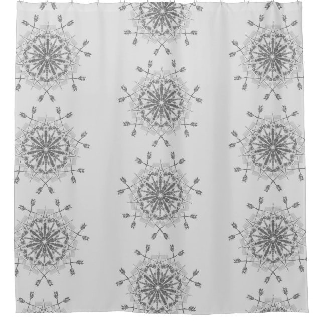 Rideaux De Douche Design tribal gris et blanc (Devant)